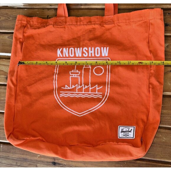 Herschel Orange Cotton Tote Bags Reuseable Grocery Farmers Market Knowshow - Picture 9 of 10